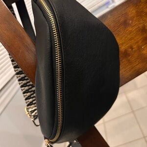 I.N.C Black Crossbody Bag with Patterned Strap